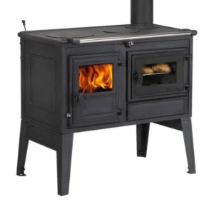 globe fire atlas – holzherd 7 kw aus gusseisen mit backofen & kochplatten